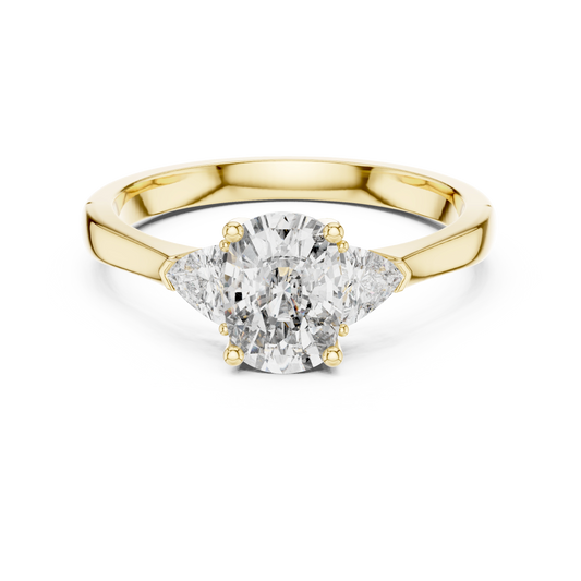 Oval Trillion Three Stone Ring