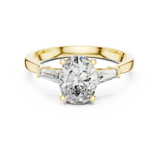 Oval Baguette Three Stone Ring