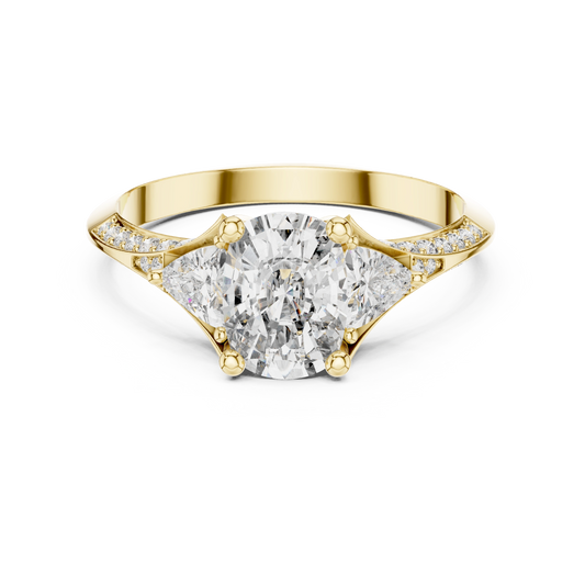 Oval Trillion Chevron Ring