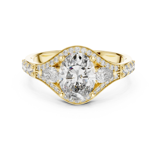 Oval Vintage Ornate Halo Ring