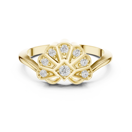 Diamond Art Deco Scallop Ring