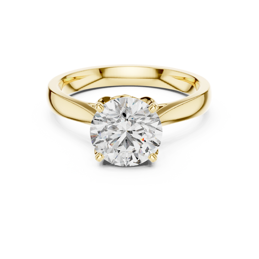 Round Lotus Solitaire Ring
