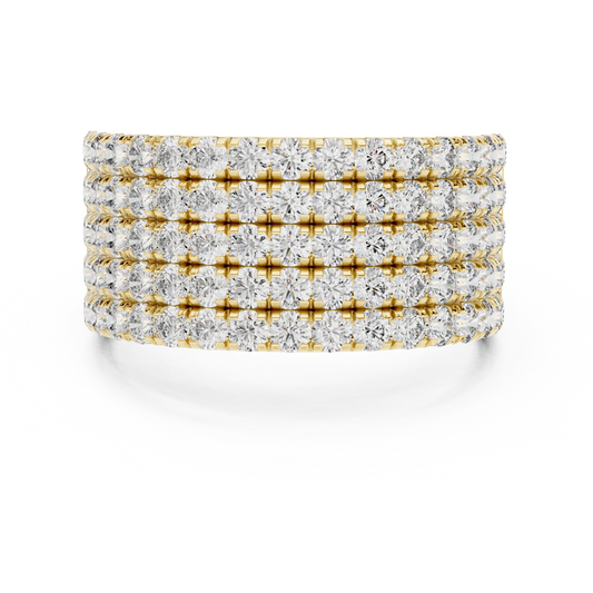 Imperial Round 5-Row Pave Diamond Ring