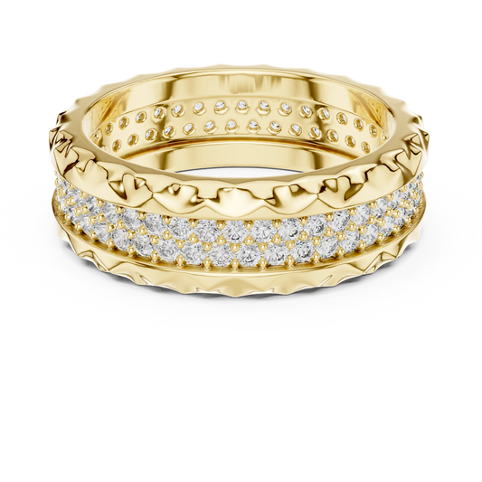 Aurevia Sculpted Crown Edge Wide Pave Band