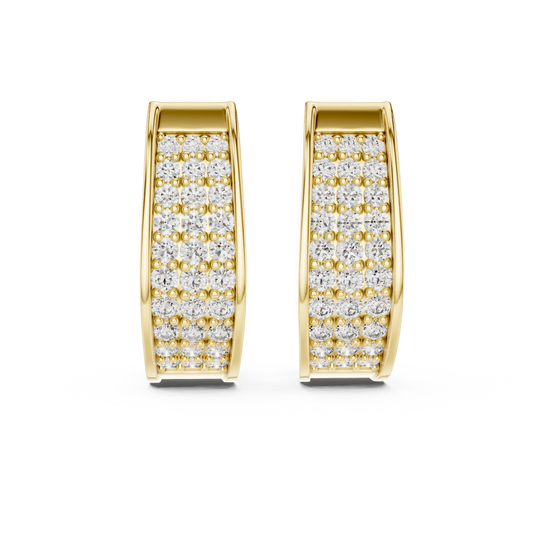 Classic Triple-Row Pave Huggie Earrings