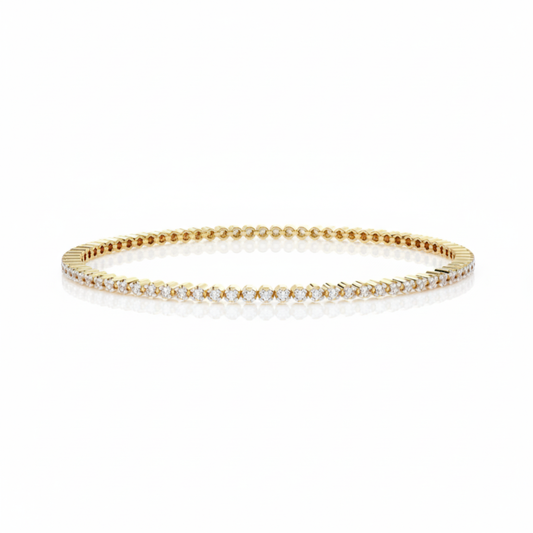 Gold Baguette & Round Diamond Tennis Bracelet. #AJBR00010