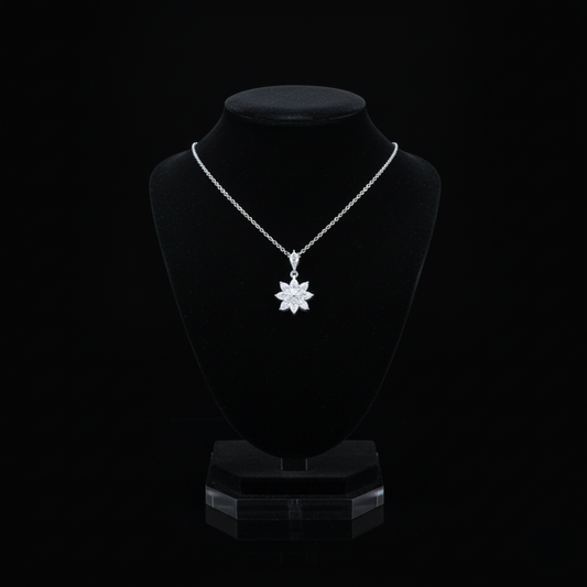 The "Starlight Bloom" Diamond Pendant Necklace. #AJNK00006