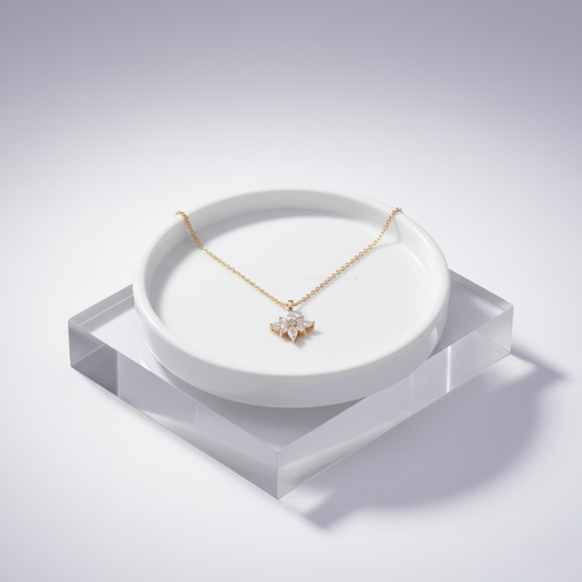 The "Lotus Bloom" Diamond Pendant Necklace. #AJNK00005