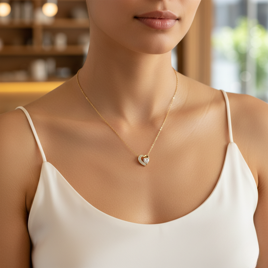 Two Hearts Beat As One Diamond Gold Pendant. #AJNK00001