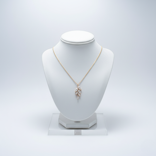 The "Willow" Diamond Leaf Pendant Necklace. #AJNK00004