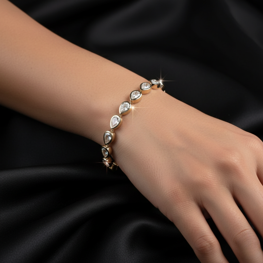 The "Seraphina" Bezel Pear Eternity Bracelet. #AJBR00016