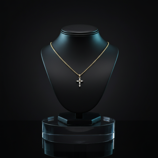 The "Ascent" Marquise Diamond Cross Necklace. #AJNK00010