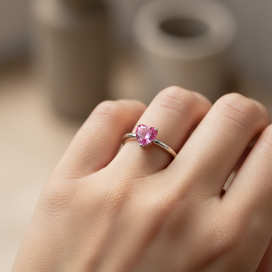 The "Sweetheart" Pink Gemstone Solitaire. #AJRG000016