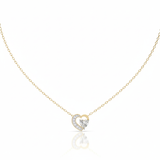 Two Hearts Beat As One Diamond Gold Pendant. #AJNK00001