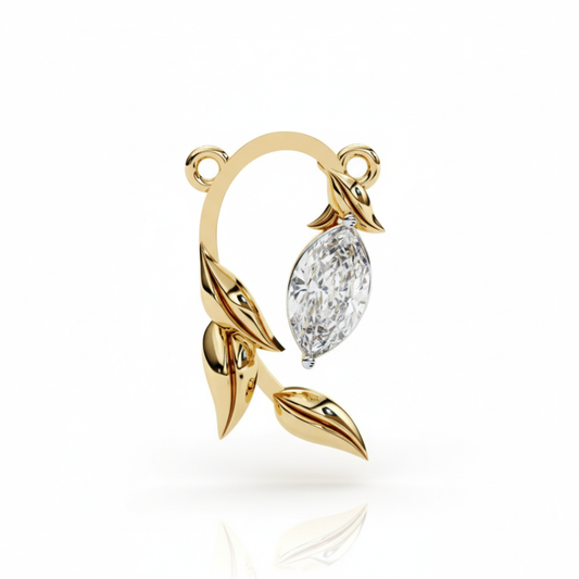 Elegant Marquise Diamond Floral Gold Necklace. #AJNK00002