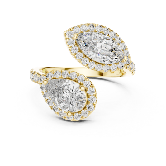 Marquise & Pear Bypass Ring