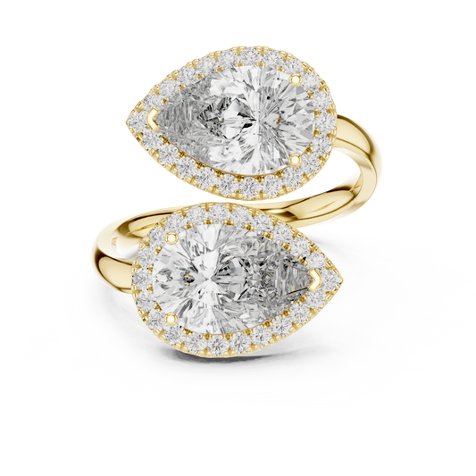 Pear Duo Halo Ring