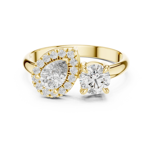 Toi et Moi Pear & Round Ring