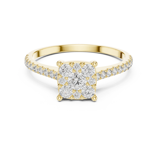 Cushion Cluster Pave Ring