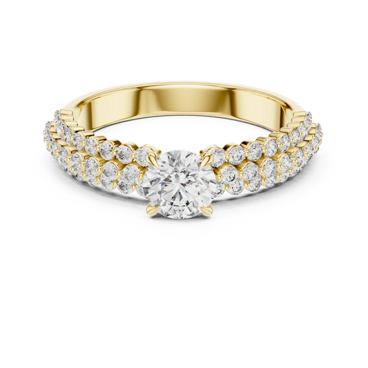 Round Brilliant Double-Row Pave Statement Ring