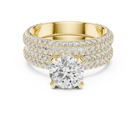 Grand Triple-Row Pave Bridal Set