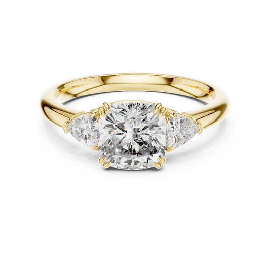 Cushion & Trillion Three-Stone Engagement Ring