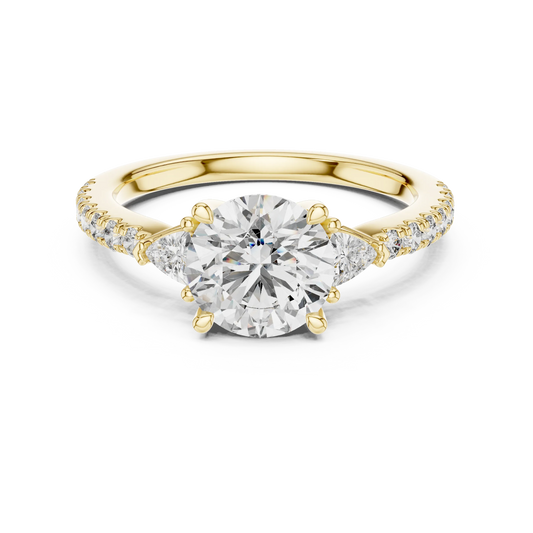 Round & Trillion Three-Stone Pave Ring