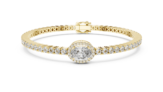 Oval Halo Solitaire Diamond Bracelet For Women