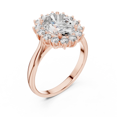 Oval Majestic Sunburst Halo Ring