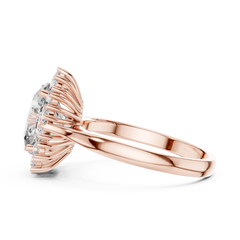 Oval Majestic Sunburst Halo Ring