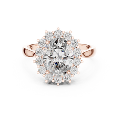 Oval Majestic Sunburst Halo Ring