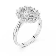 Oval Majestic Sunburst Halo Ring