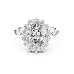 Oval Majestic Sunburst Halo Ring