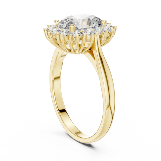 Oval Majestic Sunburst Halo Ring