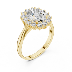 Oval Majestic Sunburst Halo Ring