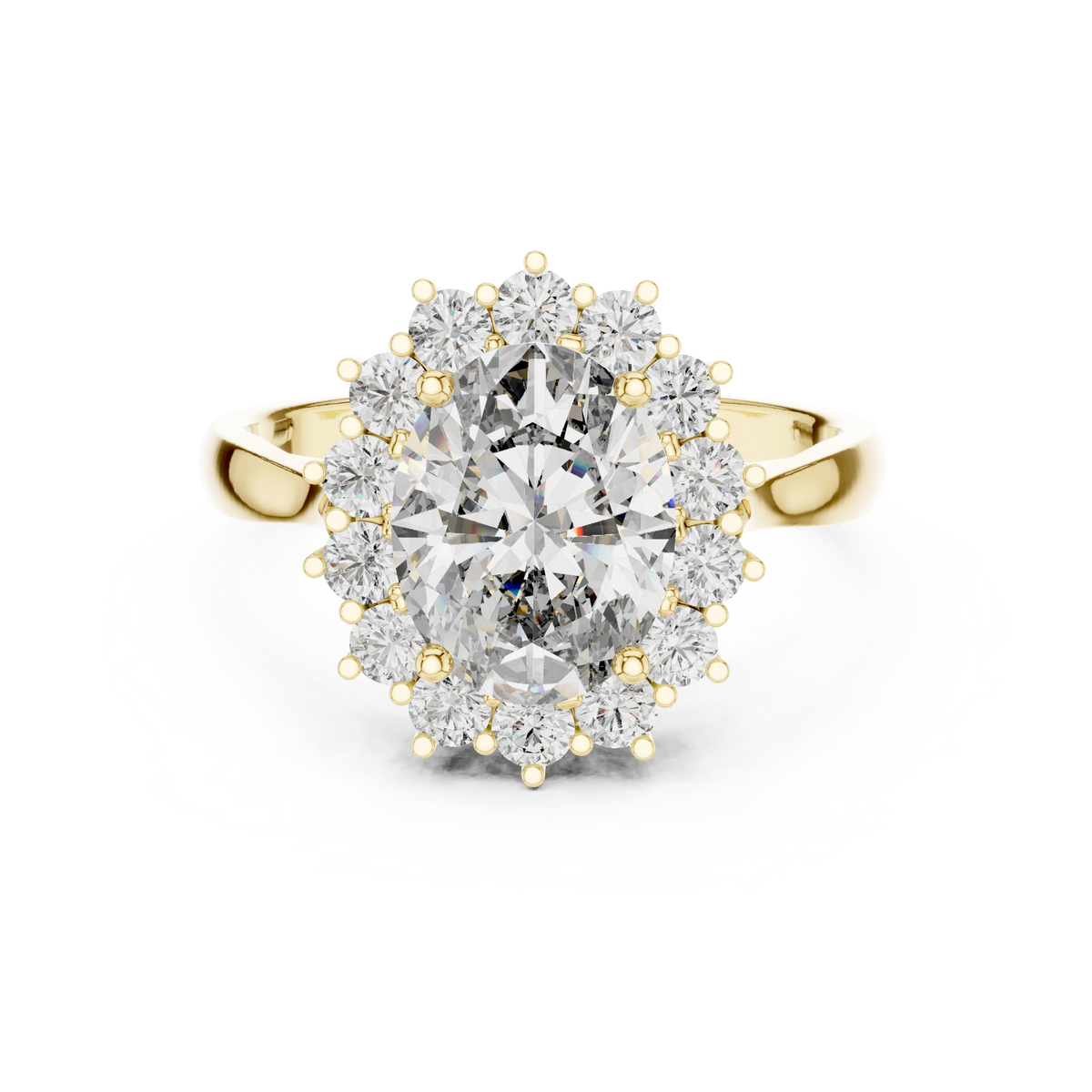 Oval Majestic Sunburst Halo Ring