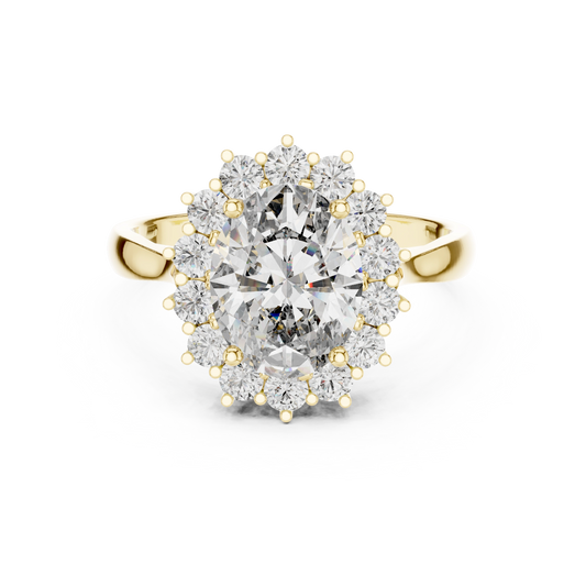 Oval Majestic Sunburst Halo Ring
