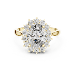 Oval Majestic Sunburst Halo Ring