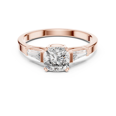 Cushion Cut Tapered Baguette Ring