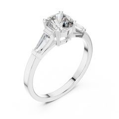 Cushion Cut Tapered Baguette Ring