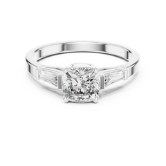 Cushion Cut Tapered Baguette Ring