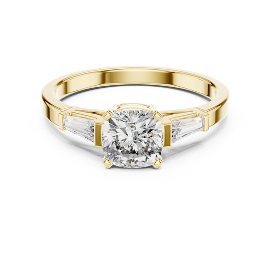 Cushion Cut Tapered Baguette Ring