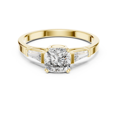 Cushion Cut Tapered Baguette Ring