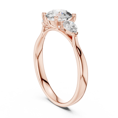 Round Pear Three Stone Ring