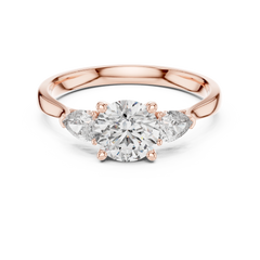 Round Pear Three Stone Ring