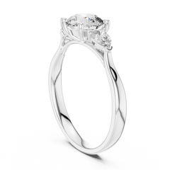 Round Pear Three Stone Ring