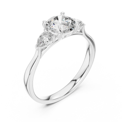 Round Pear Three Stone Ring