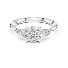 Round Pear Three Stone Ring