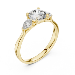 Round Pear Three Stone Ring