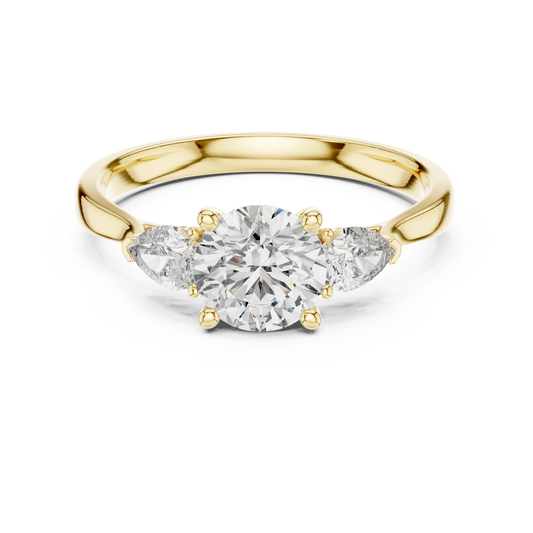 Round Pear Three Stone Ring